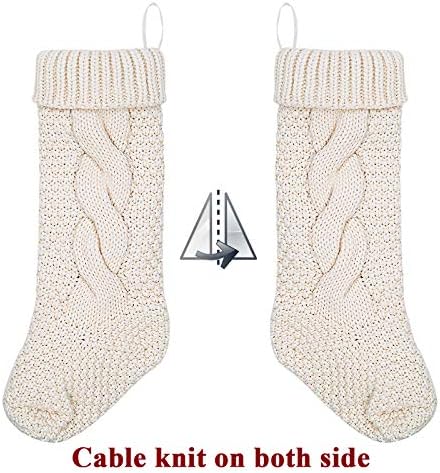 Коледни Чорапи LimBridge, 3 Опаковки, 18 инча, Голям Размер, Кабелна Задължителни, Възли Коледни Чорапи в Селски Стил,