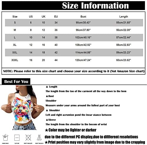 UQRZAU/ Дамски Блузи без ръкави 2023, Лятна Модна Тениска С Изображение, Нарисувана от Кучета, Върховете на Бретелях