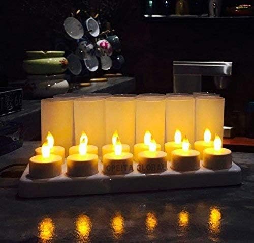 Акумулаторна свещи Opeita (12 опаковки), Акумулаторни супени осветителни тела, Беспламенная свещ Tealight, висококачествени