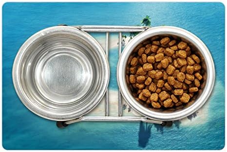 Подложка за домашни любимци на остров Амбезонн за храна и вода, Изображение на острова във формата на пръстен атол, покрито