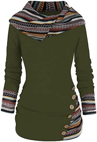 NOKMOPO / Дамски Рокли-ризи Размер на Плюс С кръгло деколте и дълъг Ръкав, Обикновена Ботове, Асиметрични Блузи, Пуловер