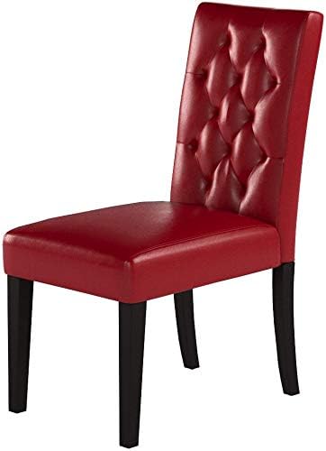 Трапезни столове Christopher Knight Home от естествена кожа, комплект от 2 теми, червен