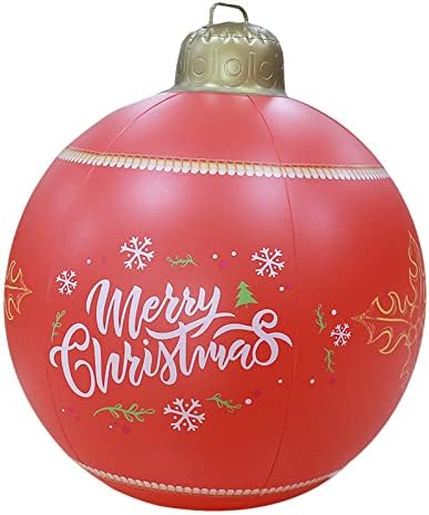 Надуваем Коледен Гигантска топка от PVC с батерии, дистанционно управление на RGB Цветове, 24-Инчов Голям