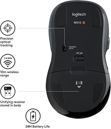 Комплект Vexko Logitech Bluetooth Mouse M510 Безжичен Компютър с USB-Уеднаквяване на приемник Плюс Защитен Калъф
