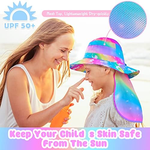 Детска Солнцезащитная Шапка за момичета с Защита от Uv Лятна Шапка с Единорогом, Плажни Игри Шапки с Широка Периферия