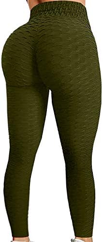 iOPQO Yoga Bubble Дамски Панталони за фитнес с висока талия, Подтягивающие Панталони за йога за Джогинг, Панталони за йога от Ликра (Армейски зелено, S)