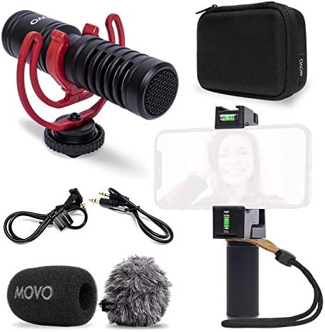 Външен видеомикрофон Movo VXR10-PRO за камери с въртяща се дръжка, ударное скоба - Компактен микрофон-пушка, съвместима с смартфони и огледално-рефлексни фотоапарати - Ог?