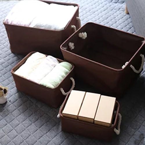 Queenie: 2 Сгъваеми Тъканната кошници за съхранение, Домашен органайзер и размери (Кафяв, 30 x 20 x 13 см (11,75 x 8