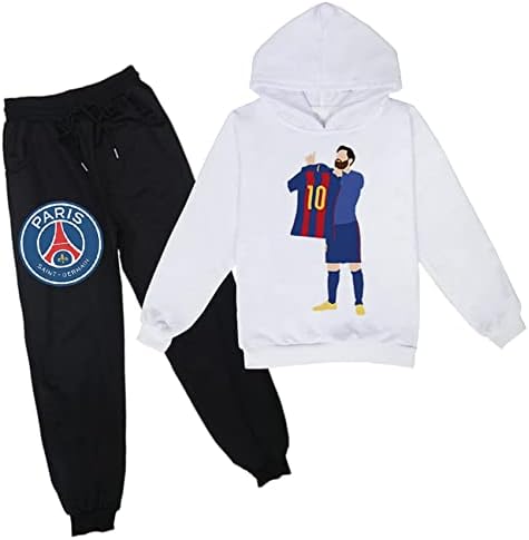Duuloon/ Есенно-Зимния Случайни Спортен костюм за активни момчета и момичета, Блузи с качулка и Панталони Messi,
