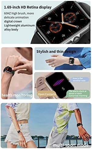 Смарт часовници CYMMPU, Многофункционална Bluetooth часовници за разговор с пульсометром, Монитор сън, Проследяване на активността, Крачкомер, 1,69 инча, Водоустойчив сензо