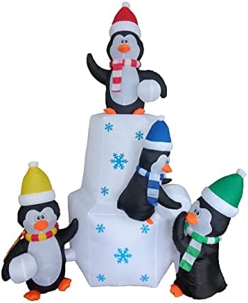 Два комплекта бижута за Коледно парти, в които се предлагат надуваеми пингвини с височина 8 метра, които играят на снежни топки сняг, и Надуваеми Цветни подаръчни ку