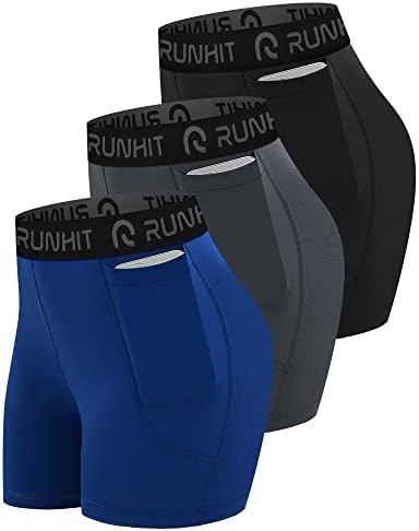 Runhit 3 Опаковки Компрессионных Шорти за жени, къси Панталони за Йога с Висока Талия и Джобове, Волейболни Шорти