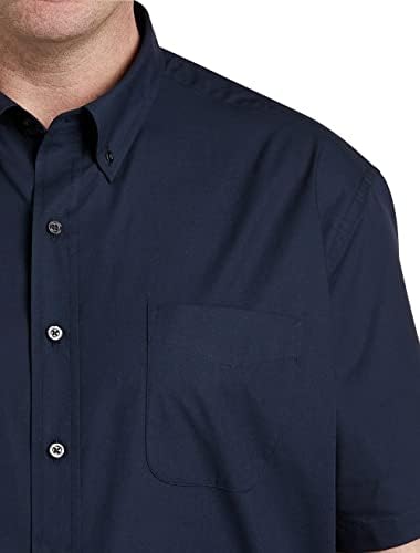 Мъжка риза от поплин DXL Big & Tall Essentials | Памук, яка, копчета с Къс ръкав и Нагрудным джоб