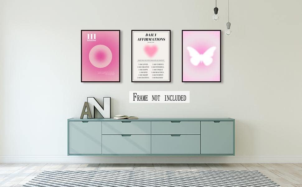 Розова Градиент Аура, Плакати с Номера на Ангелите, Комплекти за Стая, Естетически Духовно Твърдение, Платно,