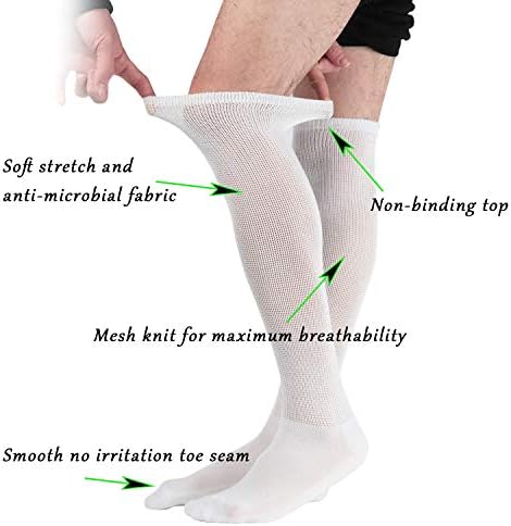 + MD 4 Опаковки Женски Сверхшироких за нищо не задължителни чорапи над коляното, изработени от бамбук за диабетици и кръвообращението подметка 2 black2white9-11
