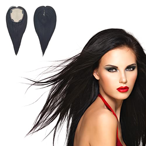 Briiwii 13 см * 15 см, topper за коса в копринена основа от човешка коса за жени с редеющими сива коса, 4 затягане