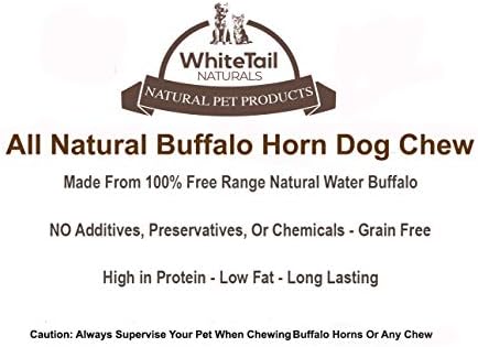 WhiteTail Naturals - Рога воден бизон за кучета (3 опаковки средни) е Изцяло натурална куче на дъвка от рог на бизон - дълъг
