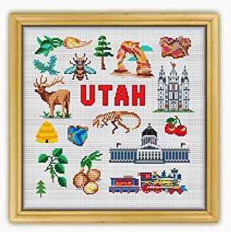 Колекция Utah CS1852 - КОМПЛЕКТ за бродиране счетным кръст №2. Комплект от конци, игли, плат AIDA, Нитевдеватель, стригане