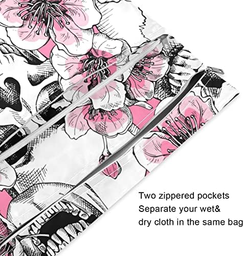 Захарен Готически Череп, Цветен и Влажна, Суха Чанта, 2 опаковка с цип, Реколта на Тъканта, чанта за Памперси в цветенце,