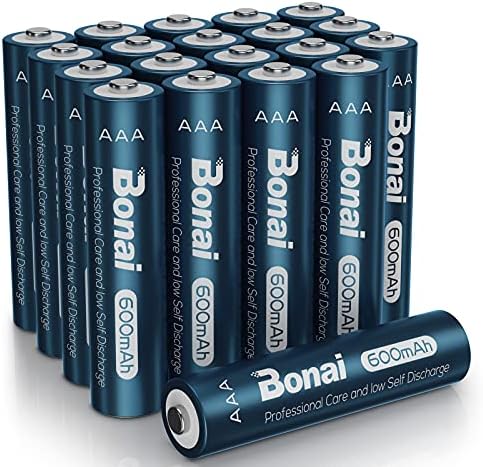 Акумулаторни батерии BONAI Solar ААА 1,2 600 мач_20 Упаковок_ Тройната батерия AAA NiMH Слънчеви панели за Слънчеви градински
