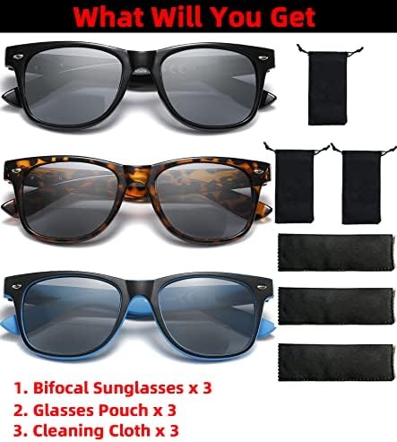 3 Опаковки бифокальных слънчеви очила за четене за мъже и жени, класически слънчеви очила за четене в стил Унисекс с пружинным