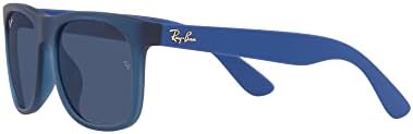 Квадратни слънчеви очила Ray-Ban Junior RJ9069SF Джъстин Low Bridge Fit, Гумени, Прозрачно-Синя, 50 мм
