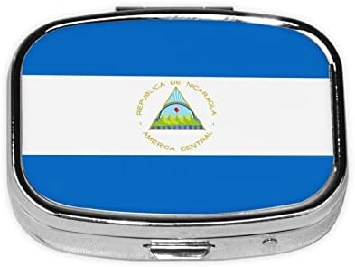 Флаг Никарагуа Квадратна Мини-Кутия За Хапчета Пътни Служби За Лекарства Органайзер Преносим Метален Калъф За Хапчета