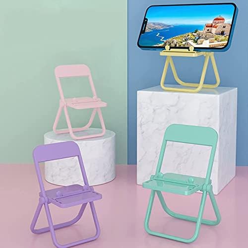 Поставка за мобилен телефон под формата на мини-стола, Необичайно, Приятен Цвят Карамел, Сгъваема Универсална стойка за мобилен