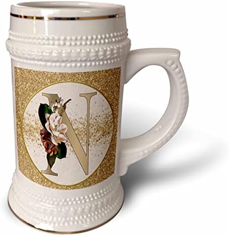 Триизмерно Бляскавите образ От злато, С участието на Блестящи Цветя монограм, Първоначалната чаша за стейна N - 22 грама (stn_360002_1)