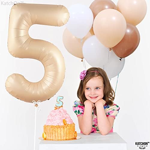 Катчон, Огромен балон с карамел, номер 5 - 40 инча | балони с кайсиеви номер 5 в ретро стил | Пет балони на 5-ти рожден ден | Декорация на 5-ти рожден ден в солидна цвят | бал?