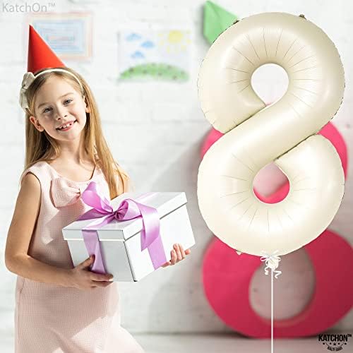 Катчон, Гигантски Кремаво-Бял балон 8 Номер на - 40 Инча | Декор от балони за 8 дни от раждането | Декорация на 8-ия рожден ден на парти | балон с Крем номер 8 | балон 8-годиш?