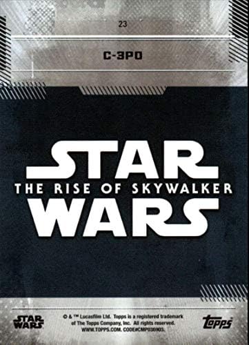 2019 г. Оглавява първата серия на Междузвездни войни: Изгревът на Скайуокър 23 Търговска карта C-3PO