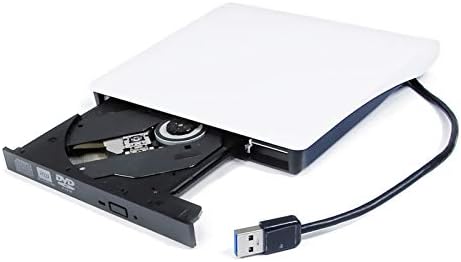 Бял Портативен Външен Оптично устройство DVD CD ROM с интерфейс USB 3.0, за лаптоп HP Spectre X360 X 360 15 15t 13 13t Folio 2020 мек покрив 2 в 1 със сензорен екран, Мулти-функционални 8-кратни п