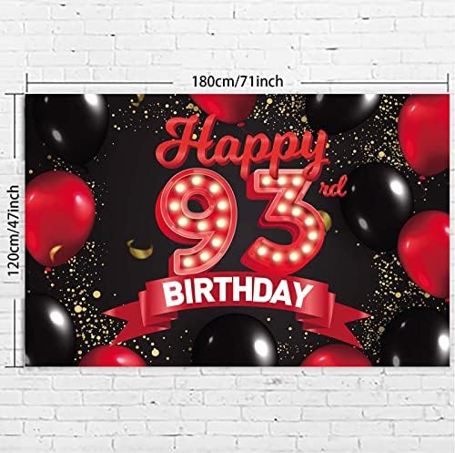С 93-ти Рожден Ден, Червено-Черно Знаме, Декорации, Балони, Тематичен Декор за Момичета, Жени, Принцеса на 93 Години, рожден