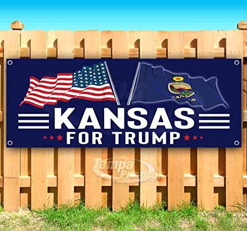 Банер Kansas for Тръмп 13 грама | Нетъкан | много издръжлив Винил Едностранно с метални втулками