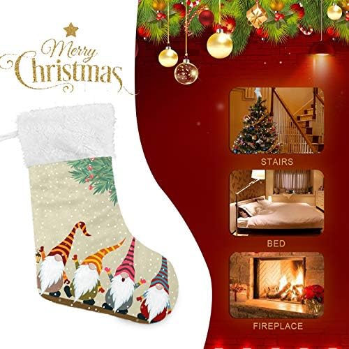 Коледни Чорапи ALAZA, Коледна Картичка с Джуджетата, Класически Персонализирани Големи Чулочные Украса за Семейни