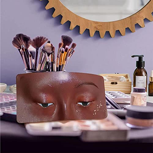 WATERMOON Makeup Practice Face Board - 3D-Манекен за грим, Силикон лице за практикуване на грим, Манекен за сенки за очи, който трябва да има гримьор с 8 четки за грим и 2 Двойки естестве