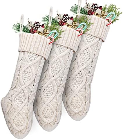 Коледни Чорапи LimBridge, 3 Опаковки, 18 инча, Голям Размер, Кабелна Задължителни, Възли Коледни Чорапи в