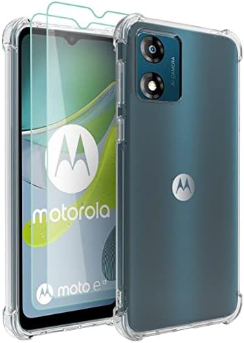 Калъф Osophter за Мото E13, Калъф за Motorola E13 Прозрачен с 2 бр. защитно фолио за екран, Подсилени Ъгли, Амортизирующий Гъвкав калъф за мобилен телефон от TPU за Motorola Moto E13 (проз?
