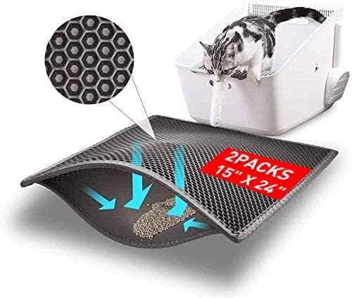 Poabalyee 2 опаковки Подложка за котешки тоалетни, подложка за улавяне на отпадъци, Двуслойни дизайн във формата на клетки с размери 24 x 15 см, Водоустойчив, който предпаз?