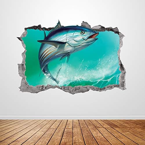 Риба тон Рибата Стикер На стената Изкуството на Разбития 3D Графичен Спорт Океанская вълна Риболов Стикер На Стената Стенопис, Плакат Стая Гараж Начало Декор на сте