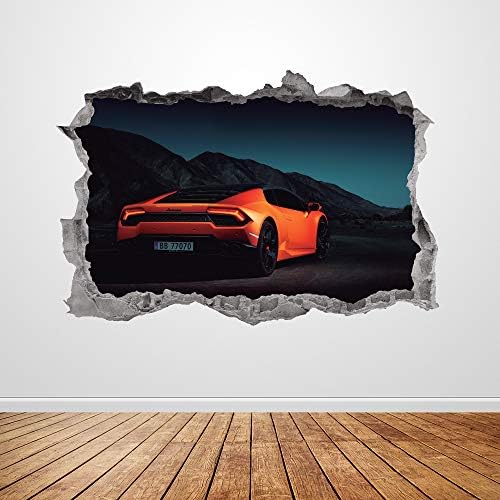 Lamborghini Стикер на стената Изкуството на Разбития 3D Графичен Оранжев Спортен, състезателен Автомобил Стикер На