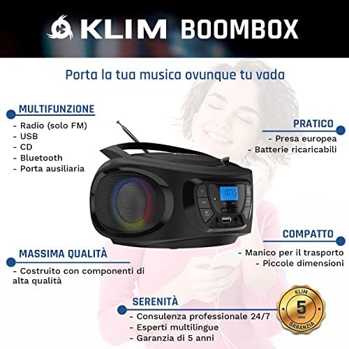 Портативна Аудио система BOJIDAR Boombox FM-радио CD-плеър, Bluetooth и портативен CD-плейър Nomad Walkman с акумулаторна