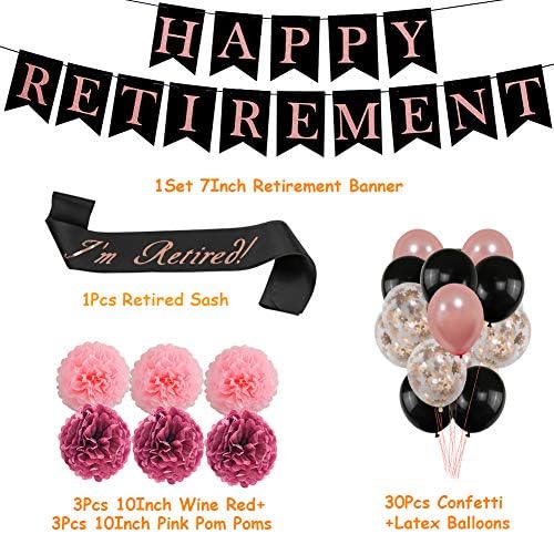 Украса за парти в чест на пенсиониране за жените, Банер от Розово Злато с Надпис Честит пенсиониране, Официално