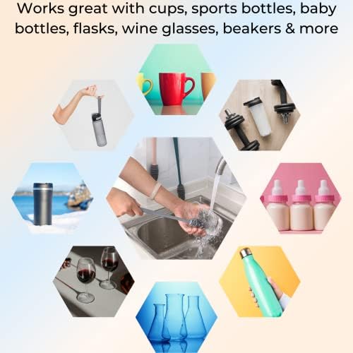 Силиконова четка за почистване на бутилки, с удължена дръжка, за да Фляжек, Чаши, Стъклени чаши, Спортни бутилки,