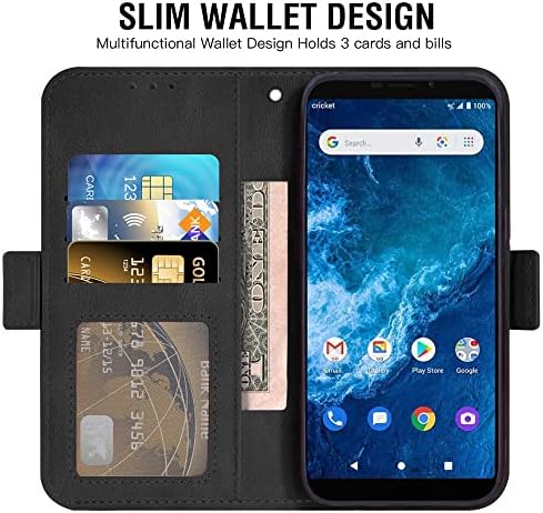 Asuwish е Съвместим с Cricket Icon 2 U325AC/AT & T Fusion Z V340U Чанта-портфейл и Защитен слой от закалено Стъкло, Кожен Флип-Държач за карти, Поставка за мобилен телефон, Калъф за търгов?