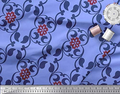 Памучен трикотажная плат Soimoi с флорални и филигранным дамасским принтом ширина 1 ярд 58 инча
