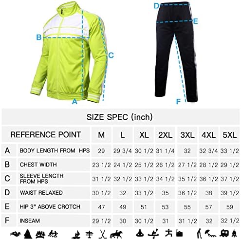 Xmgelp Мъжки Спортни костюми за отдих с дълъг ръкав с цип, спортни костюми за бягане, 2 бр.