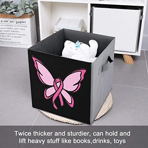 Рак на гърдата Лента Пеперуда Големи Кубчета, Кутии За Съхранение Сгъваем Платно Кутия За Съхранение на Гардероб Организаторите