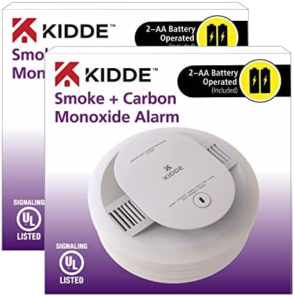 Детектор за дим и въглероден оксид Kidde, Работи с батерии тип АА, led Сигнални индикатори, 2 бр.